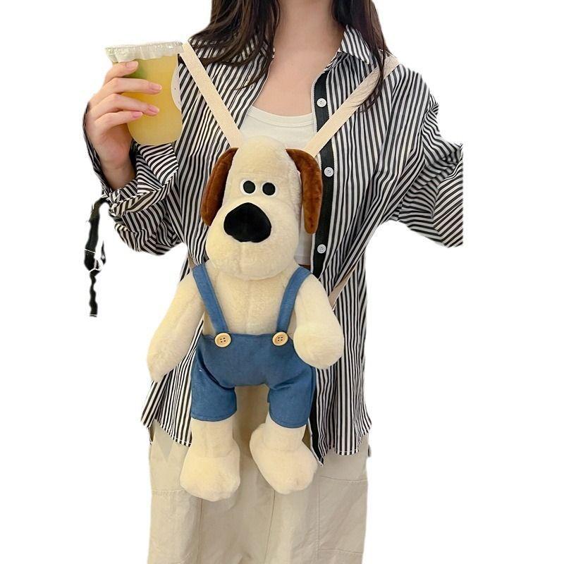 Adorable Puppy Dungaree Plush Backpack Doll | Soft Cartoon Plushie | Cuddly Birthday Gift for Kids