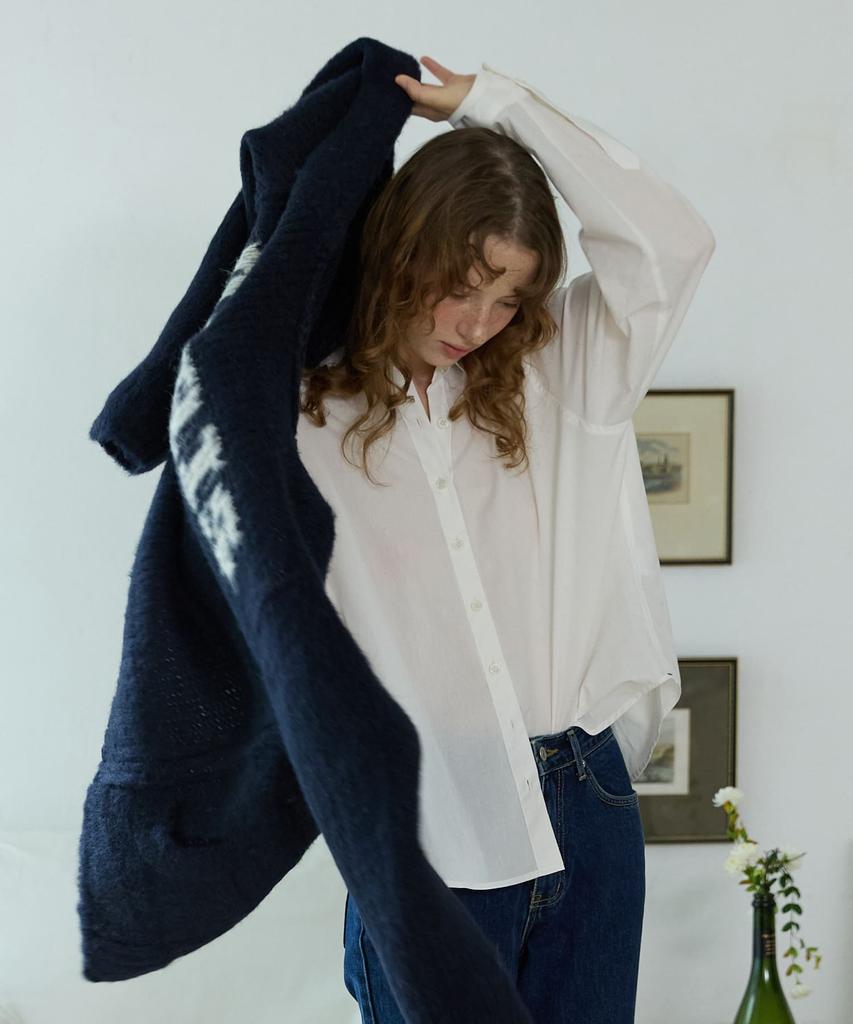 OPENDOORSTUDIO Paris Lettering Knit Navy