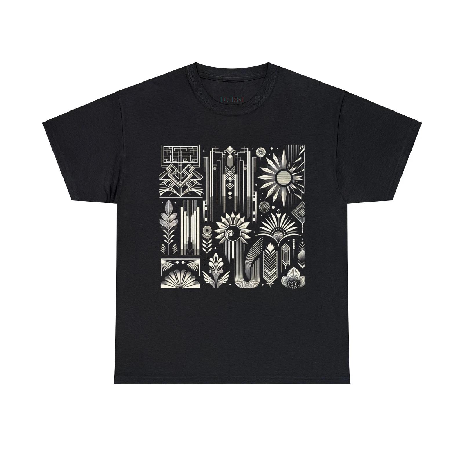 Unisex Adult T Shirt Designer Monochrome Art Deco Pattern Geometric Vintage Vibe S