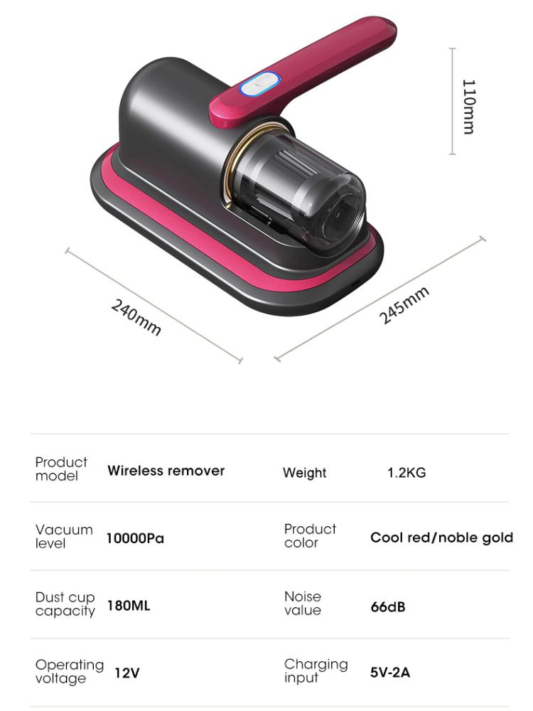 10000Pa New Mattress Vacuum Mite Remover Cordless Handheld Cleaner Powerful Suction for Cleaning Bed Pillows Clothes Sofa