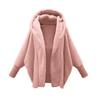 Moda Donna Giacca Felpa Larga Retro Calda Tinta Unita Manica Lunga con Cappuccio Larga in Pile di Peluche