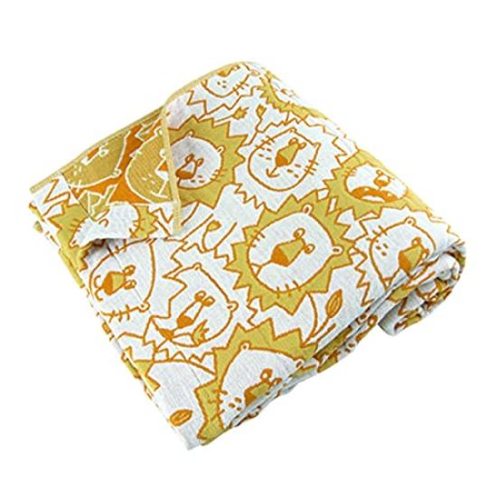Rivere Gauze Single Lion Air Conditioning All Season Blanket, Triple-Layer Gauze, Size, Print, 100% Cotton, Washable, Blanket/Towel Blanket,