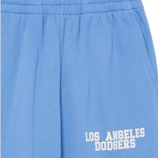 New MLB Los Angeles Dodgers Knitted Sweatpants Unisex Light Blue 3APTV0131-07CBL