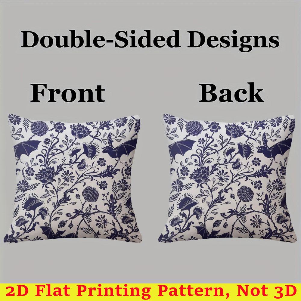Bat & Bloom Square Jacquard Pillow Cover for Sofa Office Waist Cushion Cover Home Decorative Pillowcase
