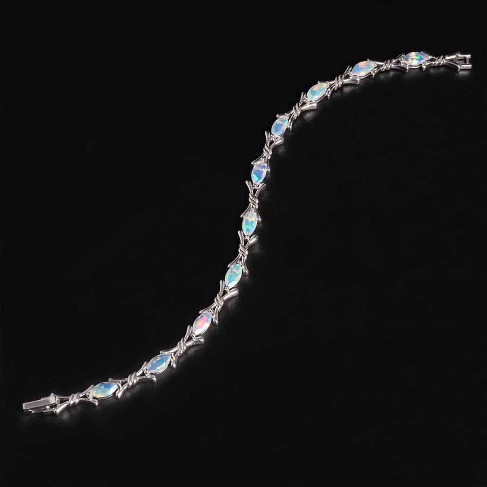 Cross Design Color Rich Natural Opal Gem Bracelet Beautiful and Elegant S925 Silver Ladies and Girls Daily Wear Fine Jewelry