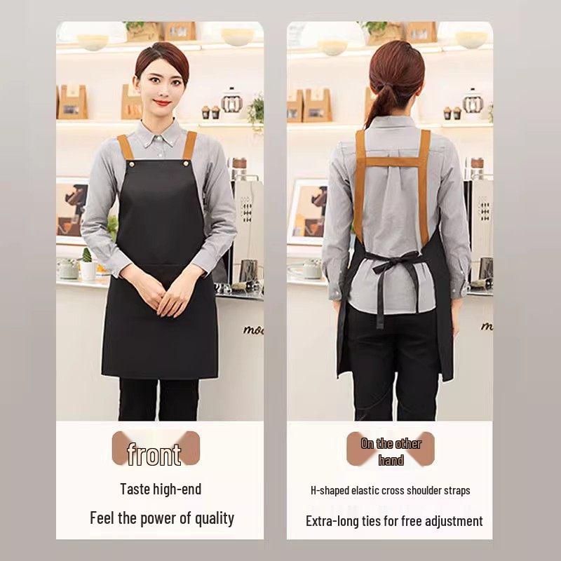 Wasserdichte Schürze mit Logo-Aufdruck für Gastronomie, Cafés und Milchtee-Stände - Jugendliches Design mit Bundband