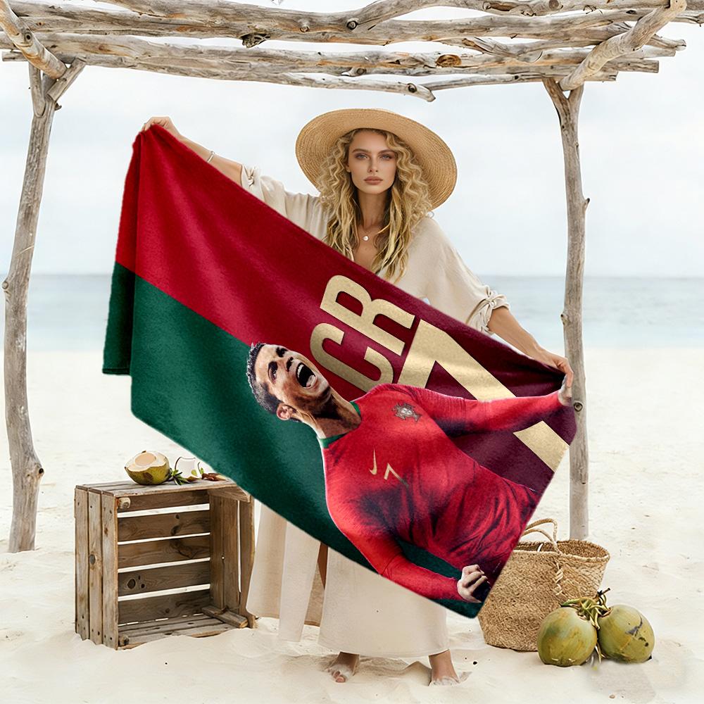 Ronaldo's Legacy Soccer Beach Towel Super Soft Microfiber Quickdry Fabric Comfortable Lightweight Perfect for Traveling Yoga Camping and Swimming