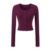 Crew Neck Long-sleeved Cardigan T-shirt Women's Autumn New American Spice Girl Style Slim-fit Solid Color Single-breasted Bottoming Shirt