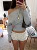 Lazy Style Loose Shoulder Cutout Knit Top Women's Autumn Winter New Arrivals High Waist Slimming Sweater