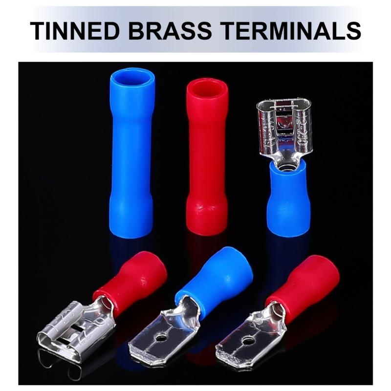 300 Stück Crimp-Steckverbinder Sortiment Set Stecker und Buchse Draht-Gabelverbinder für Elektrische Verkabelung Auto-Sound-Lautsprecher