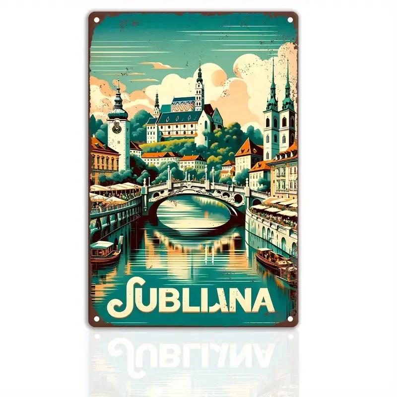 Vintage Travel Round The World Metal Sign MALAGA CROATIA FLORIDA Retro Poster Home Bar Room Pub Cafe Hotel Club Wall Decor Gi