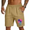 Men’s Drawstring Waist Casual Shorts with Elastic and Tree Print Lightweight Breathable Material for Everyday Wear