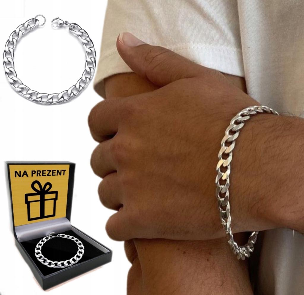 Silver Men' THICK BRACELET 22cm Armored Bracelet + FREE