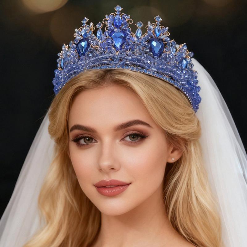 Wedding Hair Tiara Crystal Bridal Princess Pageant Crown Diamond Veil Hair Jewelry Headpiece