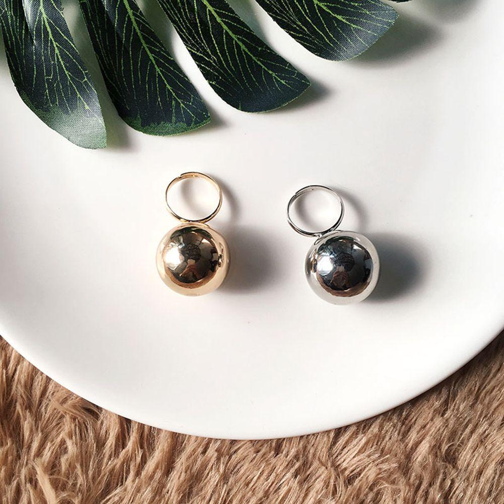 Gift Jewelry Women Ring Adjustable Opening Ring Large Metal Ball