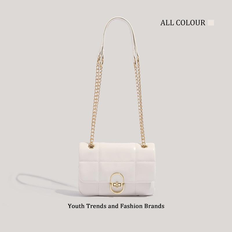 Elegant Quilted Chain Shoulder Bag For Women Classic Grid Design Versatile Crossbody Mini Purse