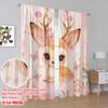 2pcs,2D Plane Printing Curtain Fabric FloralFawnWhimsy 100% Polyester (without Rod) Decorations For Home for Bedroom, Living