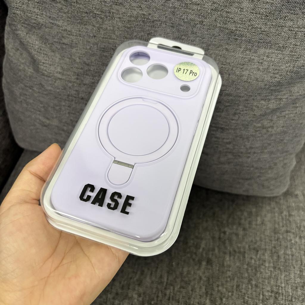 Liquid Silicone Case For Iphone 17 16 15 14 13 12 11 Pro Plus Max Air Magsafe Metal Stand Lens Full Protection Fine Grip Cover