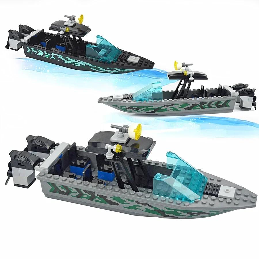 Professional Fishing Unisex Moc Building Blocks Canoeing Lifeboat Kayaking Infantry Inflatable Boat Hull Military Camouflage Rubber Boat Educational Toys