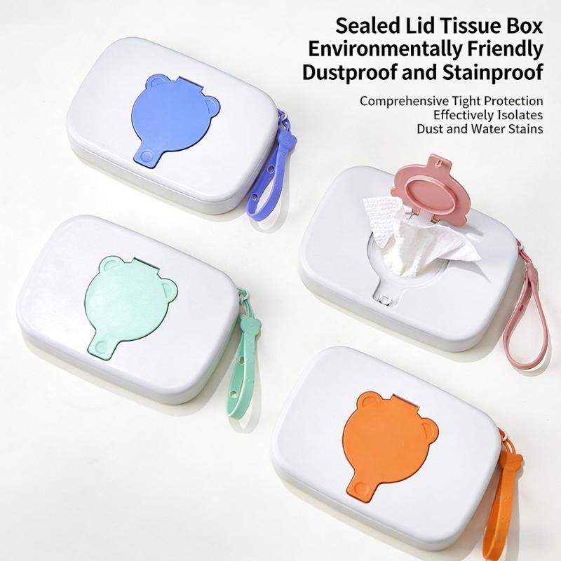 Wipes Case Portable Baby Wipes Dispenser Dustproof Wipe Holder Bear Pattern Wipes Box Baby Wipe Case Keep Wipe Wet