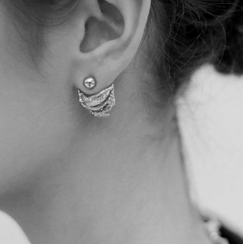 Irregular Crescent Moon Boat Earrings: European American Design, Detachable Two-Way Wear, Retro Lava Studs for Women.