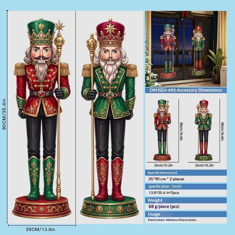 Schiaccianoci Soldato Statico Adesivo da Finestra Rimovibile in PVC Decorazione per Hall Hotel Festival di Natale
