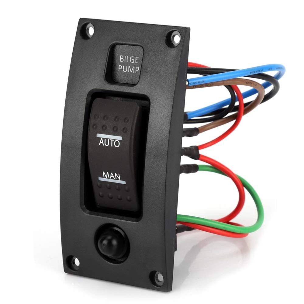 On Off On Rocker Pump Switch LED Illuminated Switch Panel With Breaker Watercraft Control