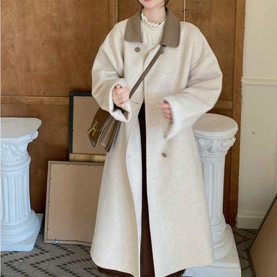 High-end Small Woolen Coat for Women In Winter Korean Style Loose Mid-length Knee-length Woolen Coat