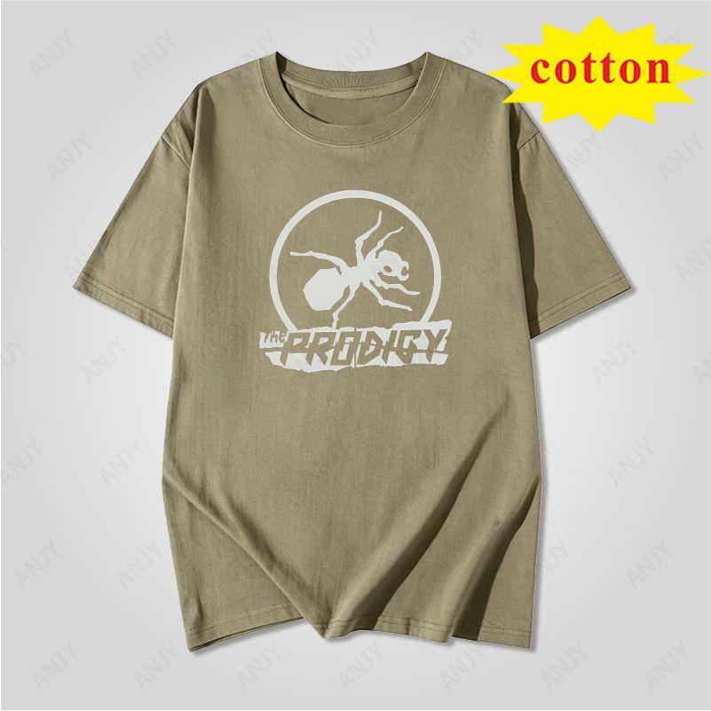 Retro Punk Band Short Sleeved Girl The Prodigy Circle Ant Black And White Printed Loose Round Neck Short Sleeved Tshirt