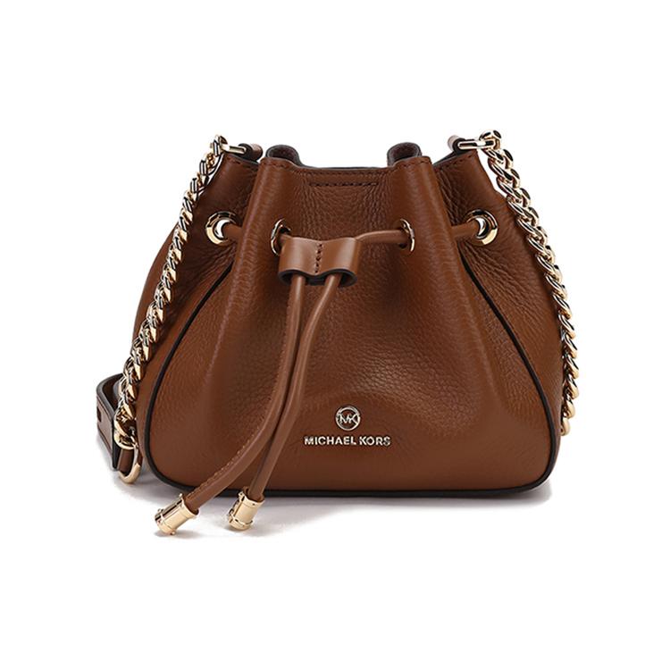 New MICHAEL KORS Phoebe Cow Leather Bucket Bag, Shoulder Bag Women's Leather Brown 32H1G8PD0L-230