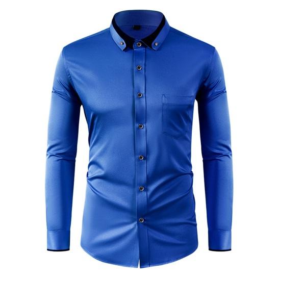 Herren Hemd Langarm Button-Down Hemdkragen mit Strasssteinen Slim Fit Formelles Hemd für Büro Business Abschlussball Party Hochzeit