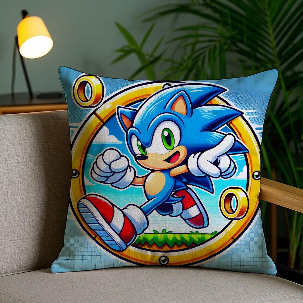 Cool Character S-Sonic-MT The Hedgehog Pillow Case Sofa And Living Room Decorative Cushion Covers Dust-proof And Mite-proof F