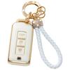 Gold-Rimmed Car Key Set with Diamond Ring Pendant Key Chain