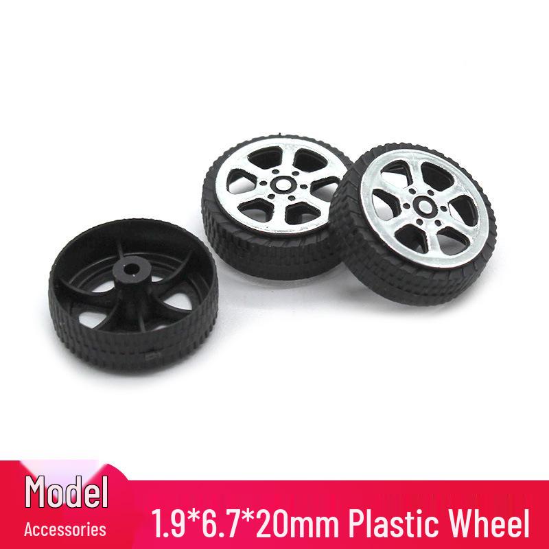 DIY Model Toy Car Wheels with 2mm Hole - Plastic Tires for Handmade Four-Wheel Drive Cars
