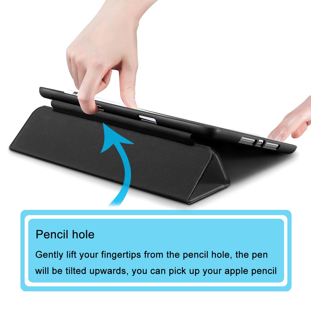 Custom Protective PU Leather Tablet Cover Case for iPad 9.7 Inch 5th/6th Gen Folio Stand Business Pencil Holder Trifold Stand