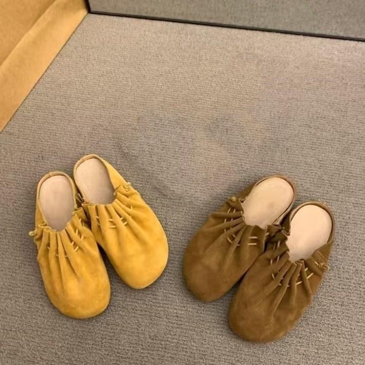 2025 Women's Summer Pleated Half Slippers: Versatile Lazy Sandals