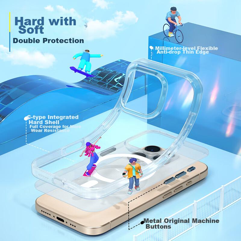 Magnetic Phone Case for IPhone 16 Pro, MagSafe Compatible Protective Cover, Ultra-Thin Shockproof Case with Transparent Desig
