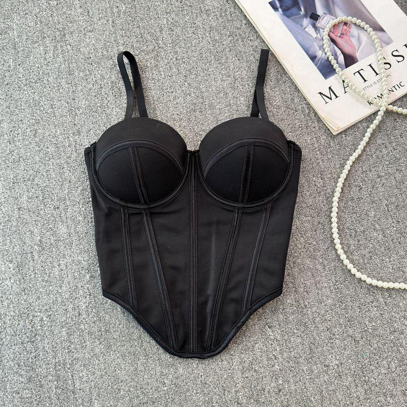 Outwear Corset Asymmetrical Hem Fishbone Soft Support Steel Ring Short Vest Sling Slim-Fitting Simple Tube Top Tops