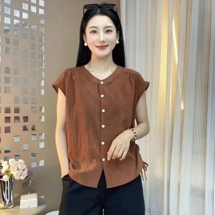 2026 Autumn Stylish Short-Sleeve Top for Middle-aged & Elderly Women 2XL оранжевый