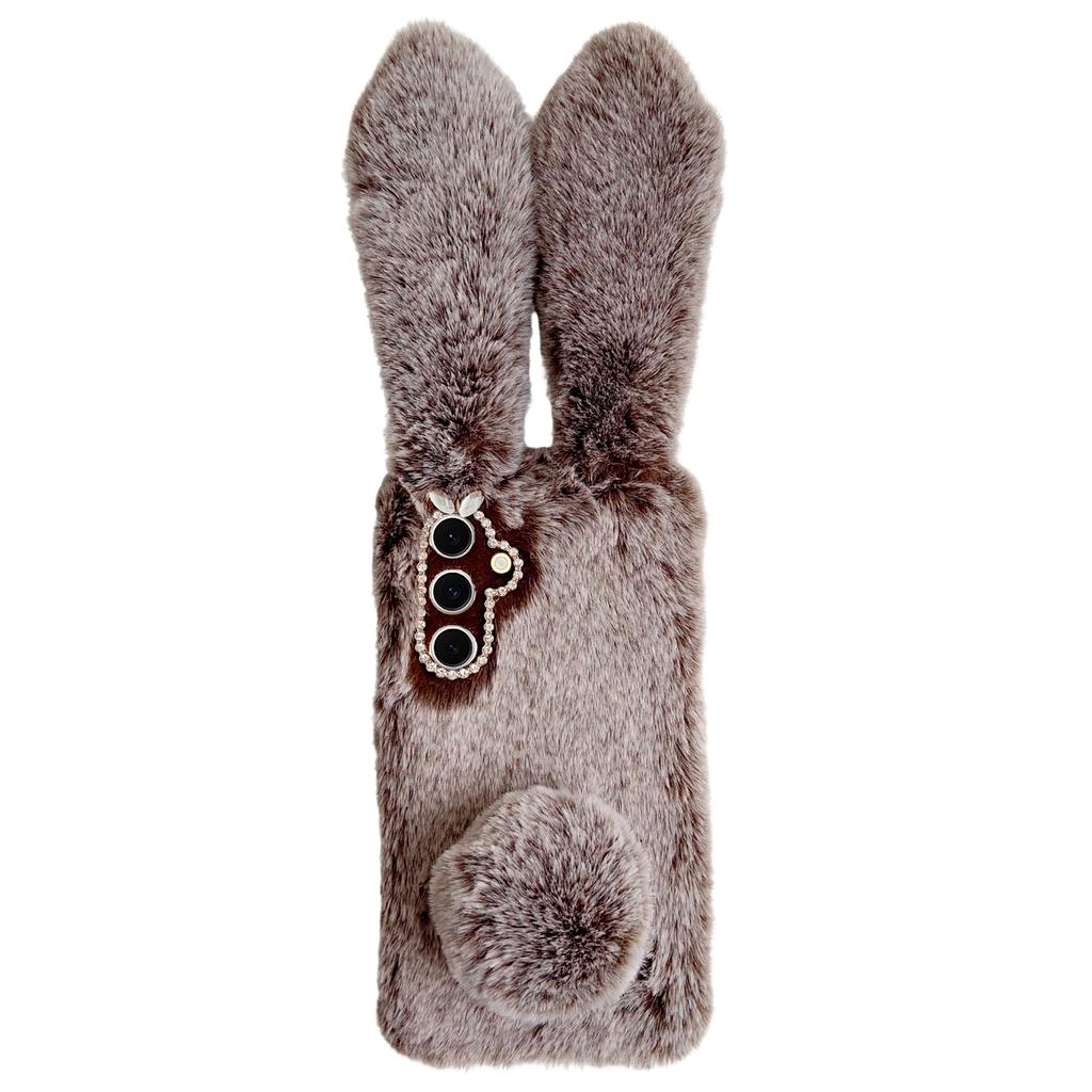 Für Samsung Galaxy S25 Hülle Plüsch Niedlicher Hase Winter Flauschig TPU Handyhülle
