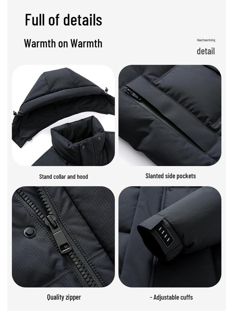 Herren Winter Daunenjacke im Huang Xiaoming Stil - 2025 Warme mittellange Oberbekleidung
