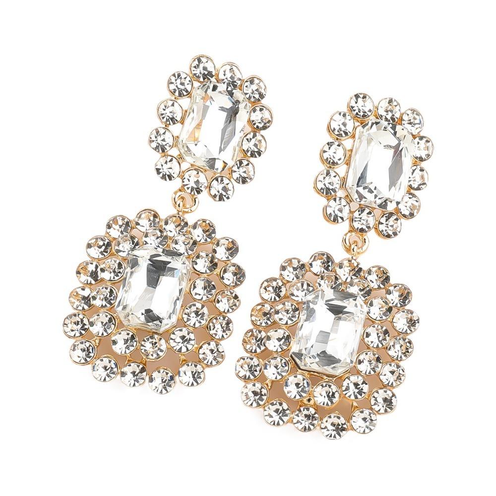 

Роскошные квадратные серьги со стразами Модные геометрические серьги-подвески Серьги-шармы Серьги-подвески Банкет белый