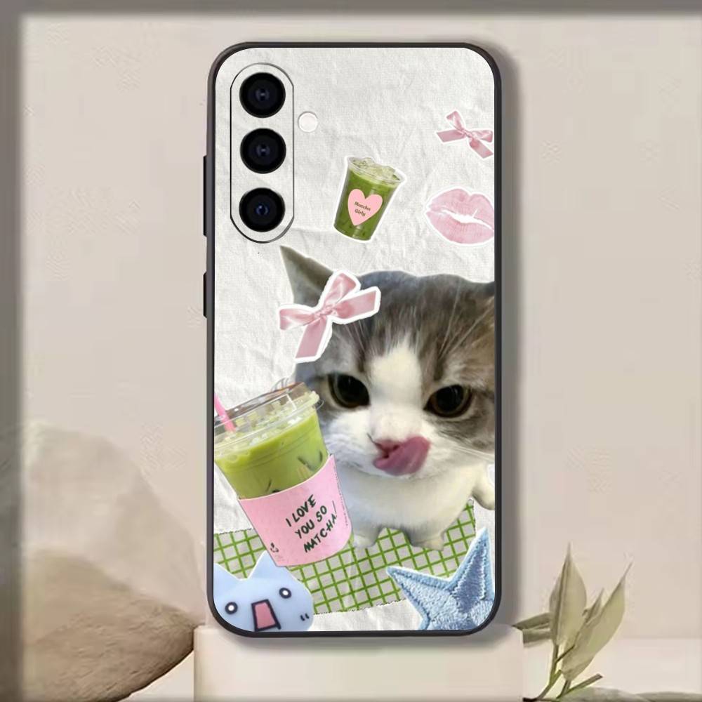 

Funny Cute Cat Phone Case For Samsung Galaxy A73,A72,A71,A70,A53,A52,A51,Soft Silicone Black Cover Samsung a13 5g