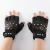 Punk Skulls Rivet PU Leather Gloves Men Women Fashion Hip Hop Gym Half Finger Gloves Summer Cycling Motorcycle Accessories