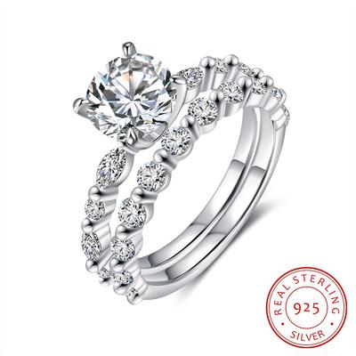 925 Sterling Silver Classic Style Moissanite Ring Sets Wedding Engagement Ring For Women Fine Jewelry Accessori