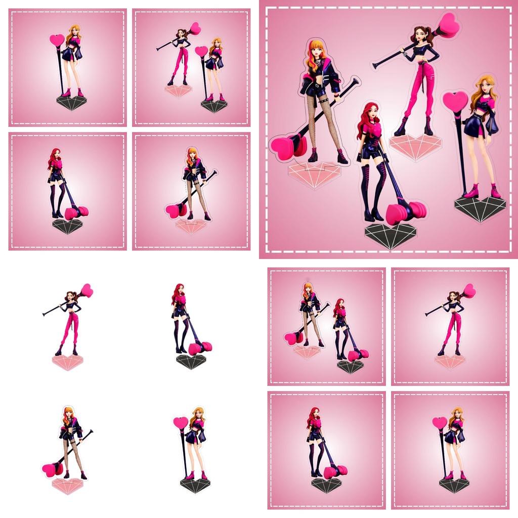 Blackpink Acryl Aufsteller Entzückende Cartoon-Figuren zur Tischdekoration Jennie Jisoo Rose)