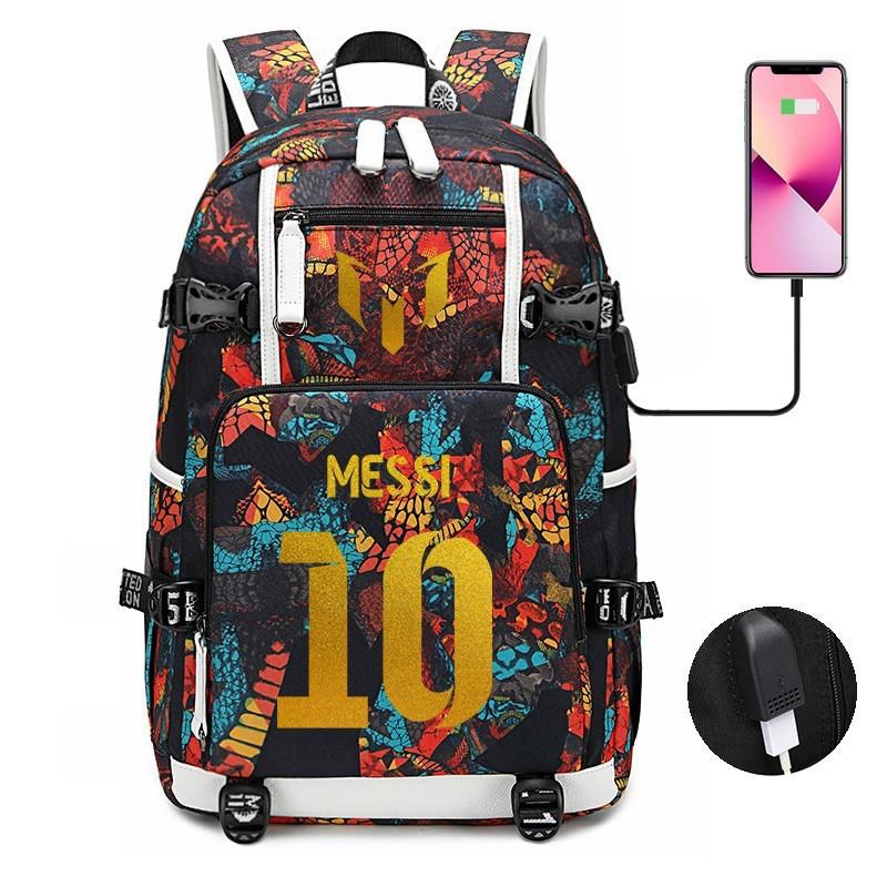 Glow-in-the-Dark Soccer Backpack Teens Large Capacity Laptop Bag With Padded Straps Oxford Fabric Trendy Patchwork Design