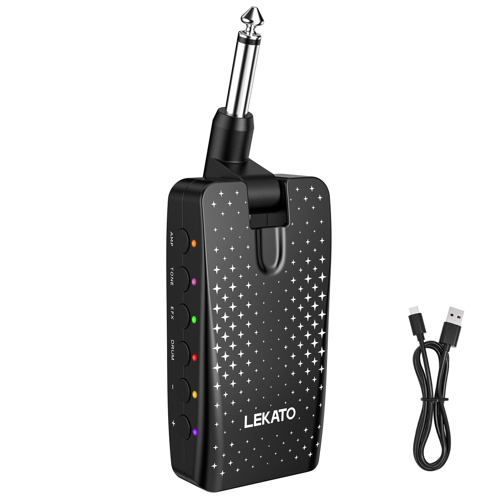 

LEKATO Portable Guitar Amplifier with 14 Amp Bluetooth Drum and USB Audio for Home or Lightweight Models, Effects, Groove, On-the-Go Use, чёрный