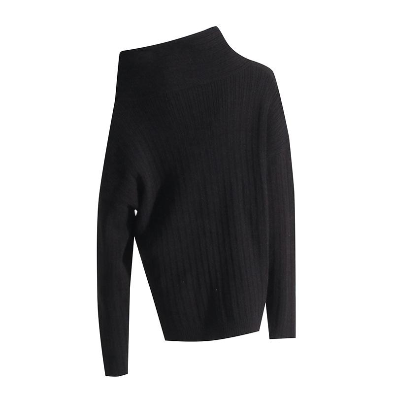

Autumn Oversized Sweater for Women Sexy Slash Neck Knit Pullovers Long Sleeve Women s Sweater Loose-fit Casual Knitwear 2024 One Size чорний