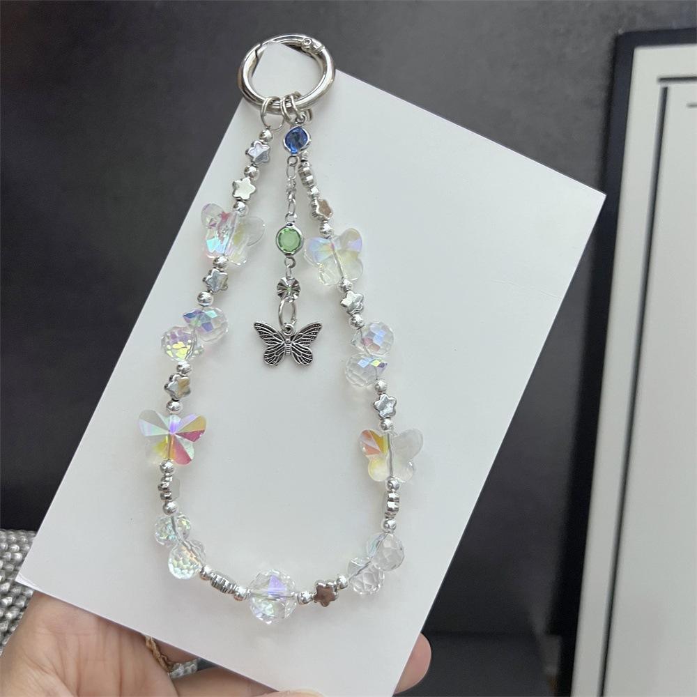 

Phone Lanyard Light and Stylish Butterfly Bead Phone Chain Keychain Wrist Hanging Chain Bag Pendant Phone Case Accessory